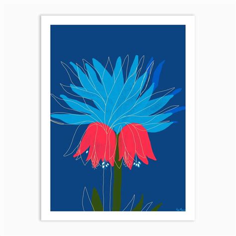 Blue Flower Art Print By Animanoo Fy