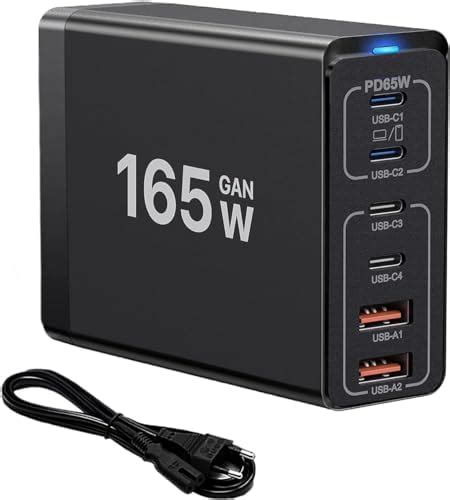 165 W USB C laddare GaN mångfaldig USB laddare 4 USB C 2 USB A PD