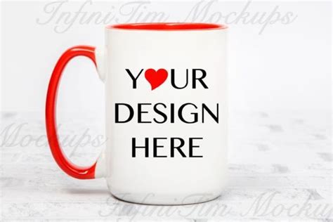 Red Handle Mug Mockup 15oz Graphic By Infinitim · Creative Fabrica