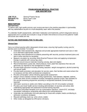 Fillable Online Nurse Practitioner Job Description Template Fax Email