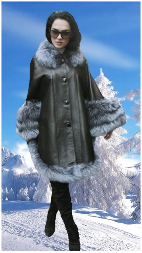 Plus Size Black Leather Coat Furs Marc Kaufman Furs