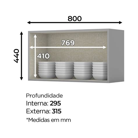 Aéreo 01 Porta Basculante para Cozinha 800mm Ketlin Cinza Henn