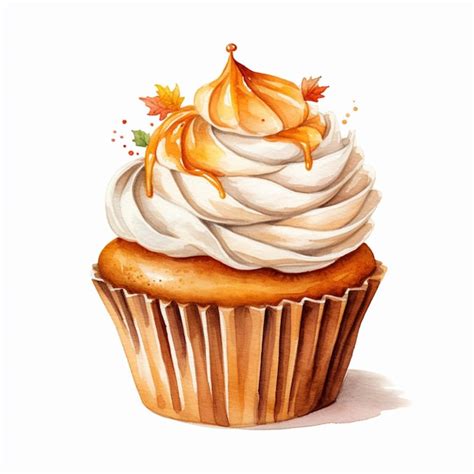 Premium Photo There Is A Cupcake With White Frosting And A Leaf On