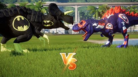 T Rex Captain America Vs Ultimasaurus Batman Superhero Marvel And Dc Dinosaur Fight Jurassic