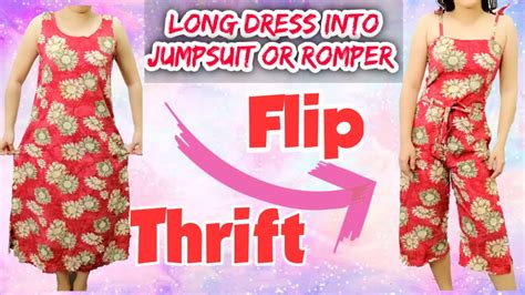 Thrift Flip DIY Transformation Long Dress Into Jumpsuit Romper