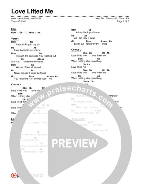 Love Lifted Me Chords PDF (Travis Cottrell) - PraiseCharts