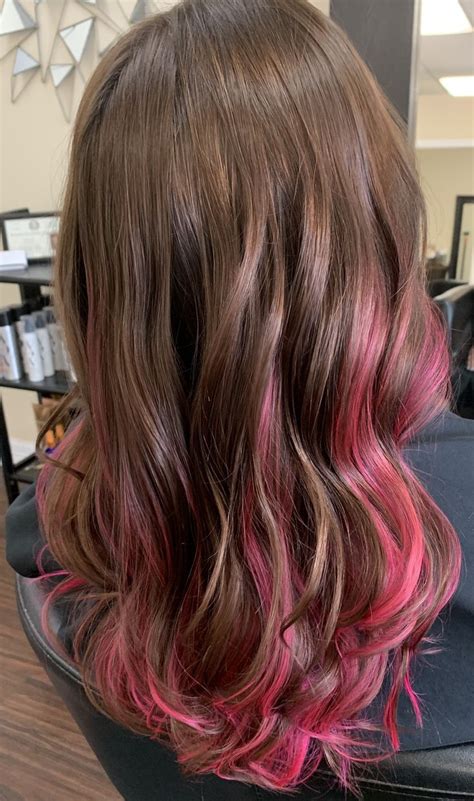 Hot Pink Peek A Boo Highlights Pink Hair Highlights Pink Hair