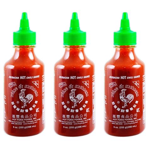 Huy Fong Sriracha Hot Chili Sauce 9oz Pack Of 3 Spicy Sriracha Sauce Combo
