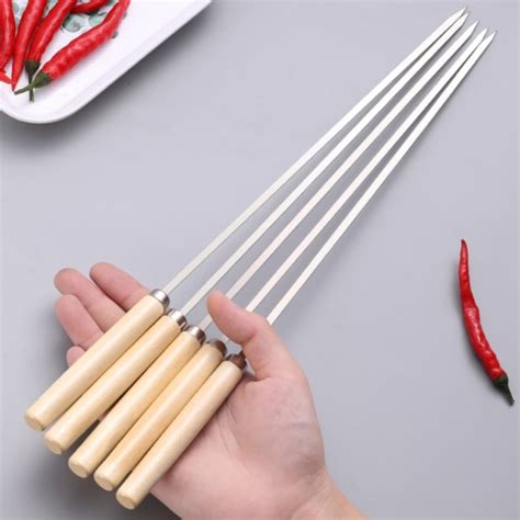 Pcs Stainless Steel Bbq Skewer Stick Barbecue Rod Cm Shopee