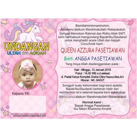 Contoh Desain Undangan Aqiqah