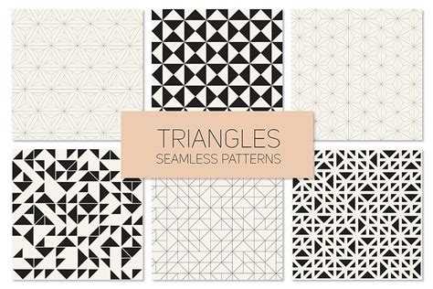 三角形图案无缝纹理 Triangles Seamless Patterns Set 4 设计小咖