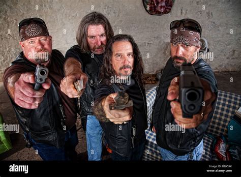 Biker Gang With Weapons Stock Photo Alamy