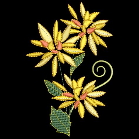 Download Yellow Flower Digitized Machine Embroidery Design