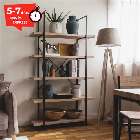 Estanter A Librer A Roble Y Negro Sakai Merkahome