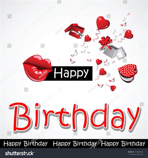 Happy Birthday Kiss Card Greeting Gift Stock Vector (Royalty Free) 119684053 | Shutterstock