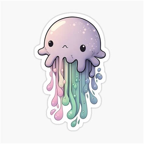 Cute Kawaii Purple Jellyfish Sticker For Sale By Skyeuk Redbubble