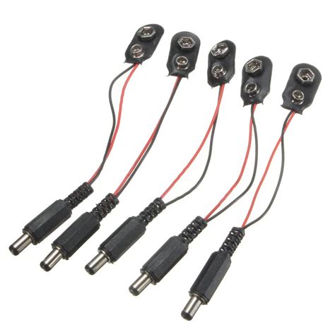 HOT DC 9V I Type 5PCS Battery Power Cable Clip Barrel Jack Connector