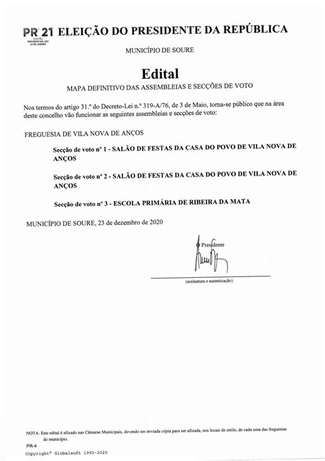 Edital Mapa Definitivo Das Assembleias E Sec Es De Voto Freguesia