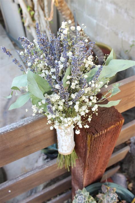 Dried Lavender Bouquet Wedding Babies Breath Bouquet With Etsy