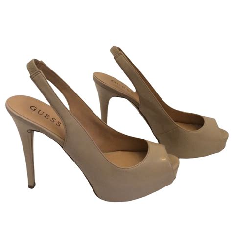 Guess Nude Patent Leather Slingback Pumps Excellent C Gem