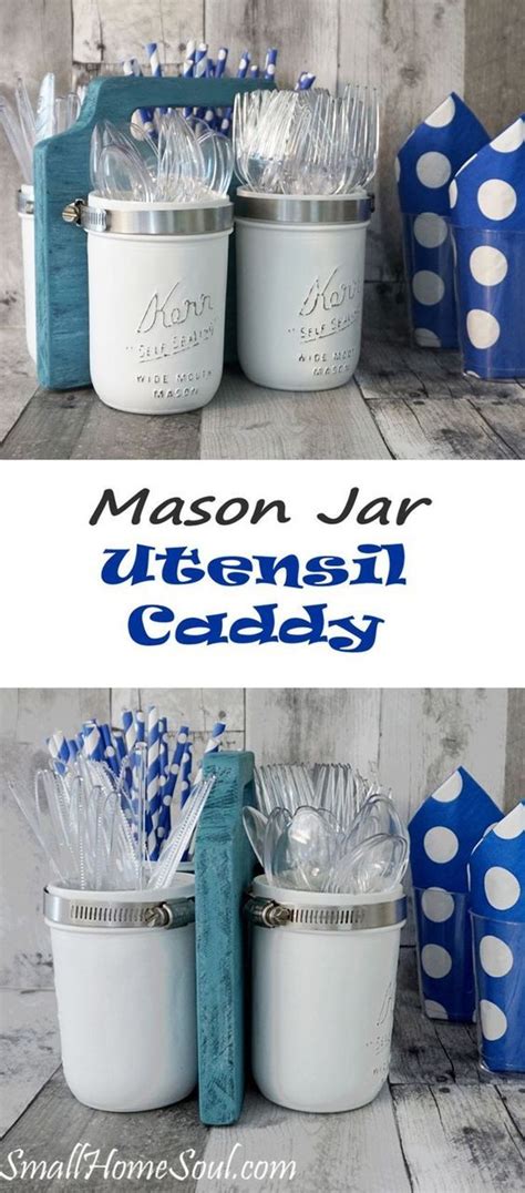 Diy Mason Jar Utensil Caddy Perfect For Bbqs Or Parties Mason Jar