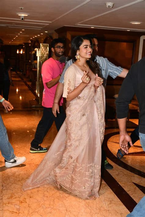 Photos Rashmika Mandanna Looks Ravishing In Pink Saree Check Her Hot Pics