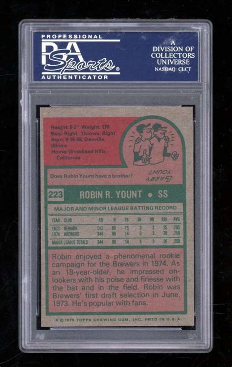 1975 Topps Robin Yount 223 RC Rookie PSA 8 ES5945 EBay