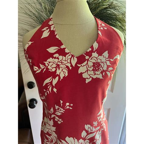 Vintage Kahala Silk Red And White Hawaii Themed Floral … Gem