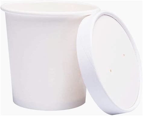 Disposable Food Containers White Kraft Paper Soup Bowls Take Away Soup Cup China Disposable