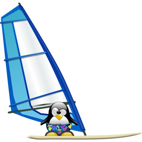 Penguin Surfer Vector Illustration Free Svg