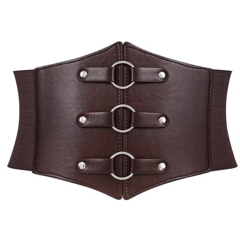 Jasgood Women Corset Belts Wide Elastic Waspie Dark Brown Waist Belt