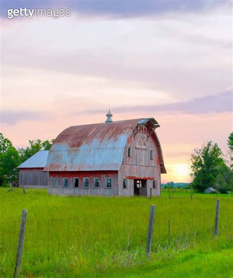 Old Weathered Red Barn At Sunrise Howard County Indiana