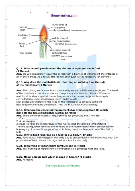 Important Questions For CBSE Class 8 Science Chapter 6 Combustion And