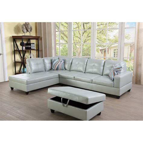 Wilhelmine 103 5 Wide Faux Leather Sofa Chaise With Ottoman LIDL