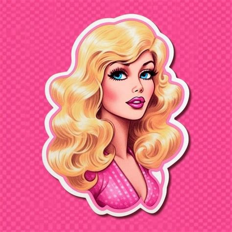 Premium AI Image | a cartoon illustration of a blonde hair with a pink ...