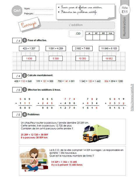 CM1 EVALUATION La technique opératoire de l addition