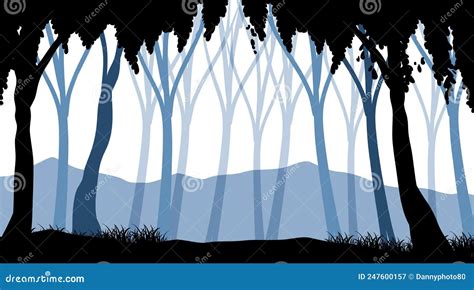 Silhouette Shadow Of Forest Scene Stock Vector Illustration Of Forest