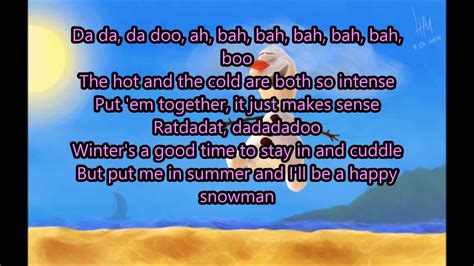 In Summer Lyrics Olaf Frozen Youtube