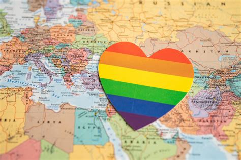 Bangkok Thailand June 1 2022 Rainbow Color Heart On Globe World Map