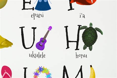 Hawaii Language Illustrated Alphabet Digital Print Etsy