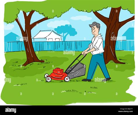 Cartoon Guy Cutting Grass Hi Res Stock Photography And Images Alamy