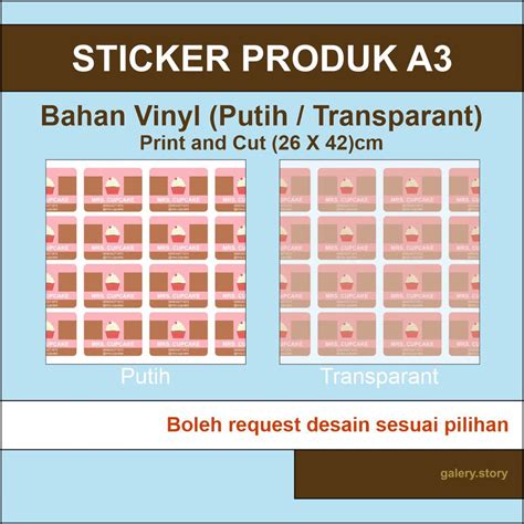 Jual Cetak Plus Cutting Sticker Label Vynil A Transparant A