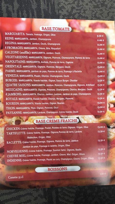 Menu Au Cars Pizza Restaurant Triel Sur Seine