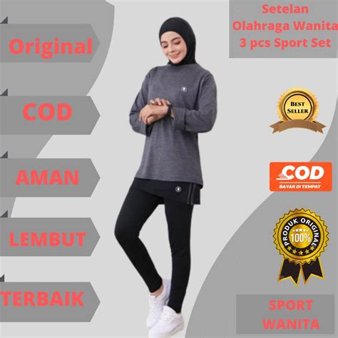 Jual Setelan Set Baju Sport Olahraga Wanita Hijab Muslim Muslimah