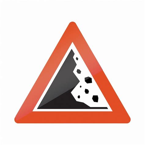 Premium Vector Falling Rocks Warning Road Sign Vector