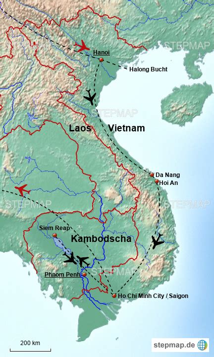 Stepmap Vietnam Kambodscha Landkarte F R Vietnam