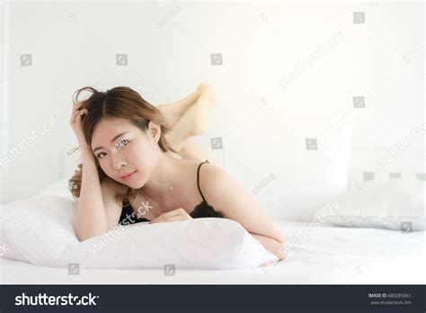 Sexy Asian Slim Woman Posing Bed Stock Photo Shutterstock