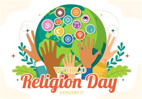 World Religion Day Vector Illustration On 17 January With Symbol Icons