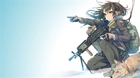 X Anime Girls Anime Women With Guns Weapon Glasses Fox