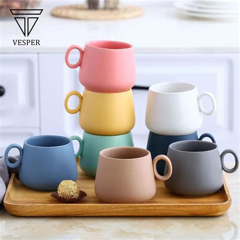 Jual Nordic Style Matte Macaron Coffee Tea Ceramic Cup Color Cangkir